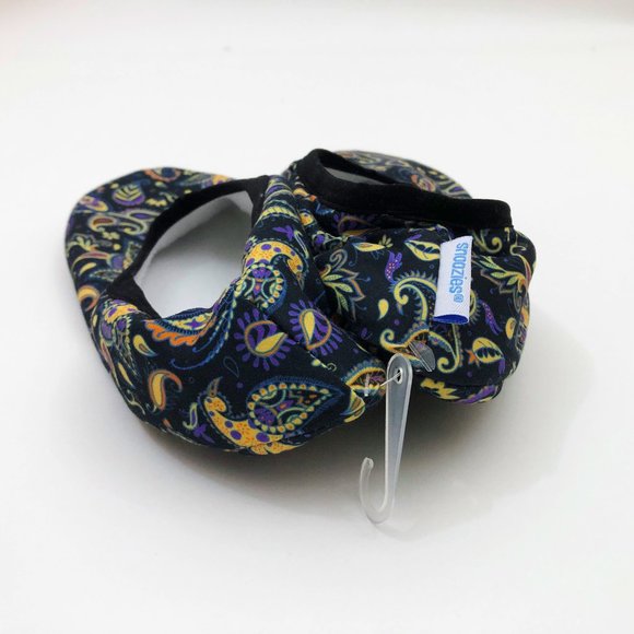 Snoozies Women's Stretch Comfort Skinnies Sketch Black & Purple Paisley Med 7/8 - Picture 3 of 6